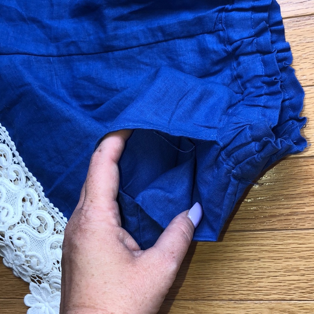 🍌 Banana 🍌 Boutique Shorts - blue w/ lace - Picture 6 of 6